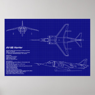 Flygplanets blå avtryck   AV-8B Harrier Poster
