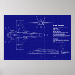 Flygplanets blå avtryck F-18 Hornet Poster