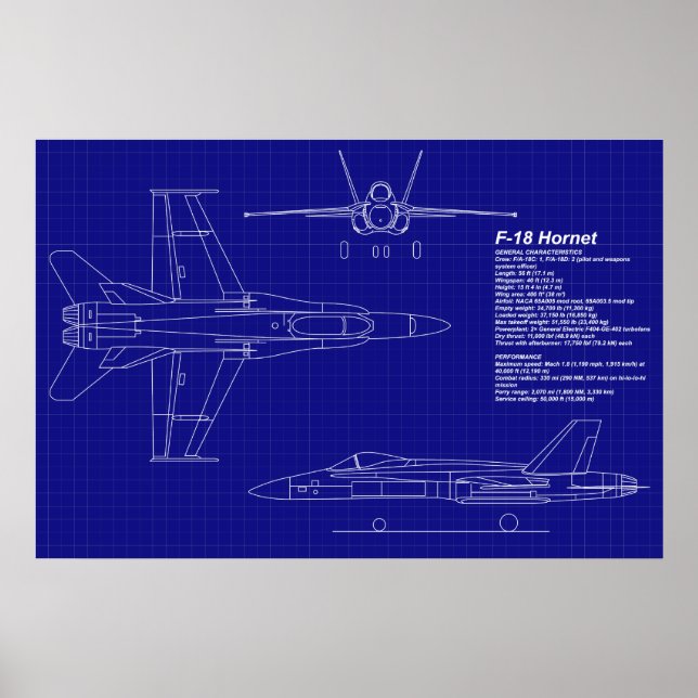 Flygplanets blå avtryck | F-18 Hornet Poster (Framsidan)