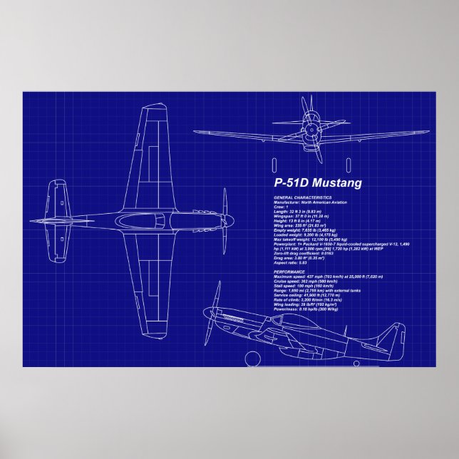 Flygplanets blå avtryck | P-51 Mustang Poster (Framsidan)