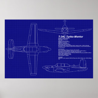 Flygplanets blå avtryck | T-34 C Mentor Poster