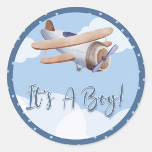 Flygplanets blå babyskårare... Det är en flicka Runt Klistermärke