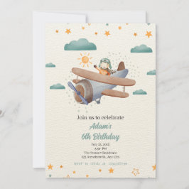 Flygplanets blått och Grönt Vattenfärgningsfödelse Inbjudningar