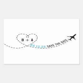 Flygplanets flygväg Monogram Bröllop Datum Personl Rektangulärt Klistermärke