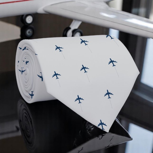 Flygplanets Grått Tie med Flygplan Mönster Slips (Skapare uppladdad)