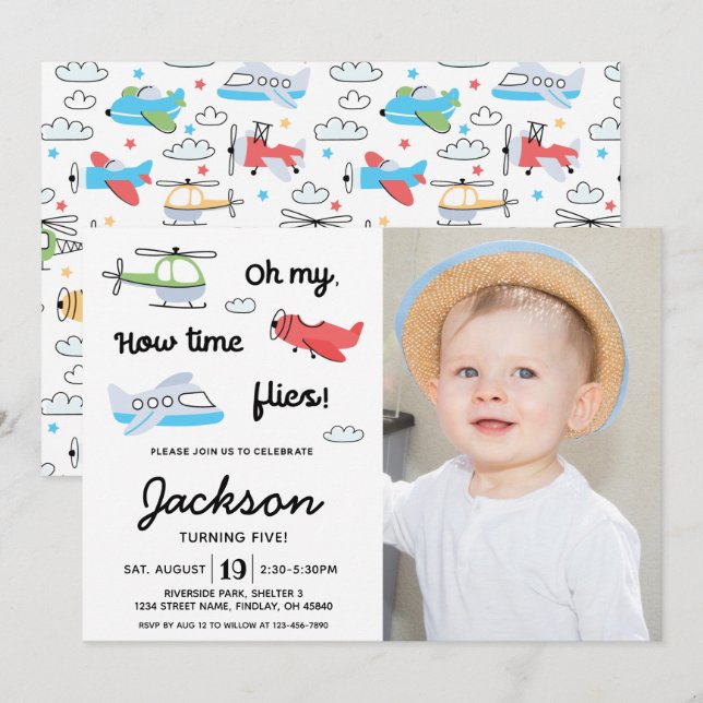 Flygplanets helikopterfoto inbjudningar (Fram/baksida)