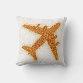 Flygplanets kvadratiska kudde i glitter orange