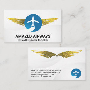 Flygplanets Logotyp Flygningar Golden Vingar Visitkort