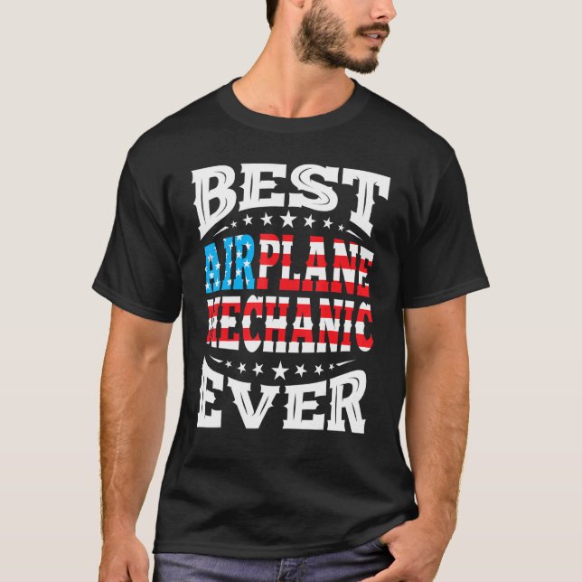 Flygplanets mekanik 4:e fjärde juli USA T Shirt (Framsida)