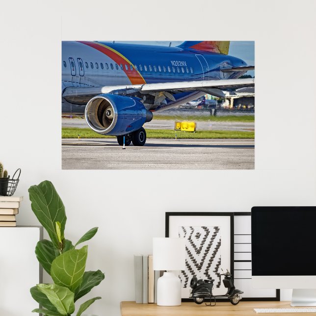 Flygplanets motor och rök poster (Hemmakontoret)