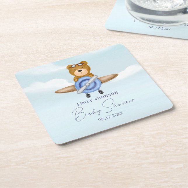 Flygplanets Nalle Underlägg Papper Kvadrat (Vinklad)