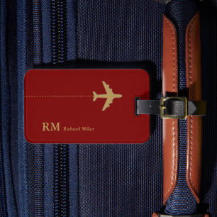 Flygplanets Personlig Mörk Red Bagagebricka