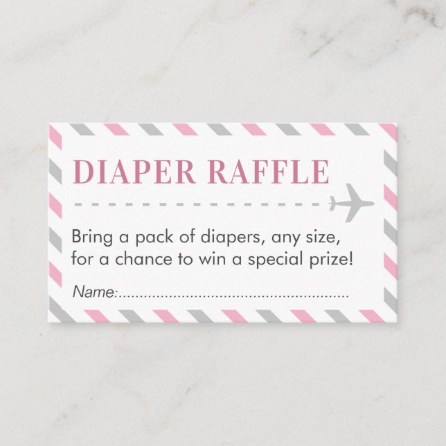 Flygplanets resdagbok Raffle Biljett Baby Shower Tilläggskort (Framsida)
