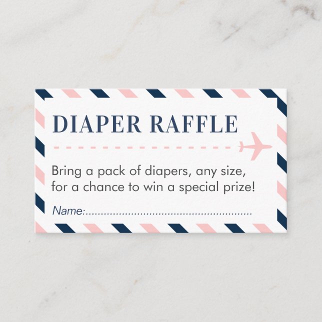 Flygplanets resdagbok Raffle Biljett Baby Shower Tilläggskort (Framsida)