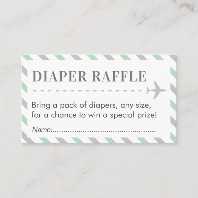 Flygplanets resdagbok Raffle Biljett Baby Shower Tilläggskort (Framsida)