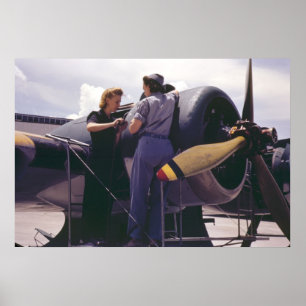 Flygplanmekaniker för kvinnor WW2 Poster