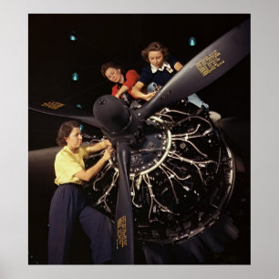 Flygplanmotorinstallation 1942 poster