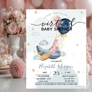 Flygplans Dino Ballonger Baby Shower Inbjudningar