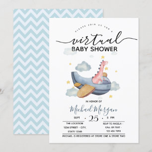 Flygplans Dino Sicksack Virtuell Babyfest Inbjudningar