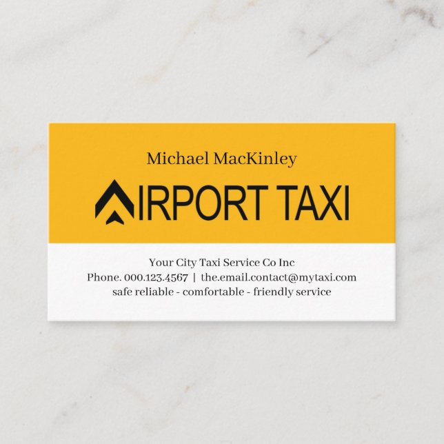 Flygplans flygplats taxitjänst visitkort (Framsida)