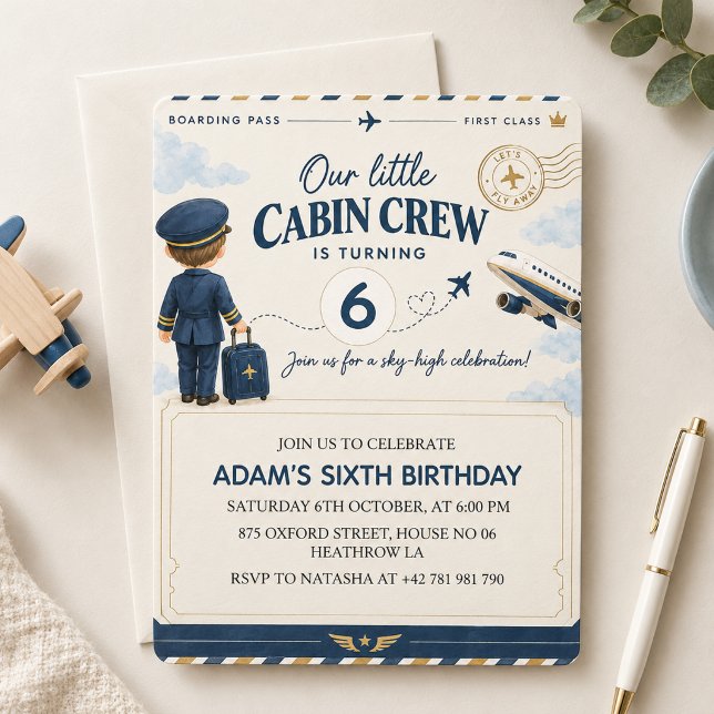 Flygplans födelsedags inbjudan för cabin crew (Skapare uppladdad)