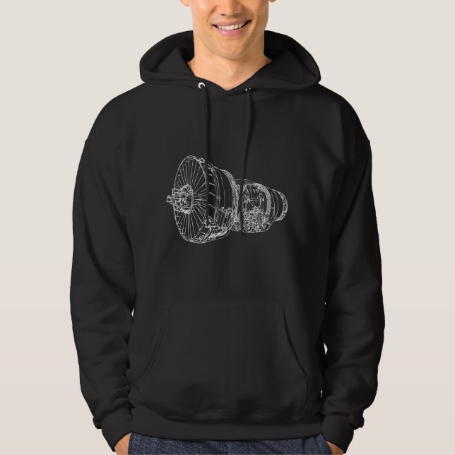 Flygplans Jetmotor Flygplan Hoodie (Framsida)