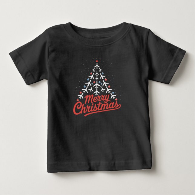 Flygplans julgran pilot t shirt (Framsida)