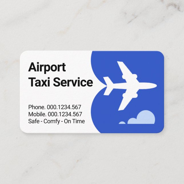Flygplans Taxi Flygande Blå Himlar Visitkort (Framsida)