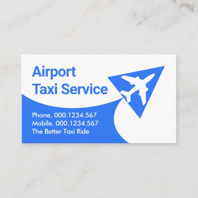 Flygplans Taxi Tar Ut I Skyn Visitkort (Framsida)