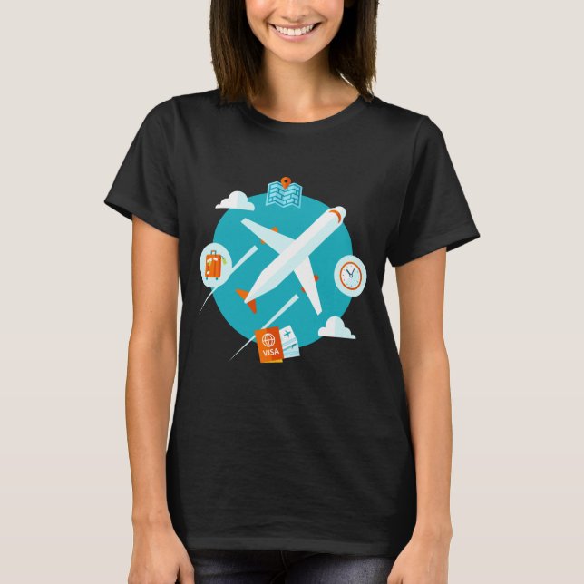 Flygplans tema söt design t shirt (Framsida)