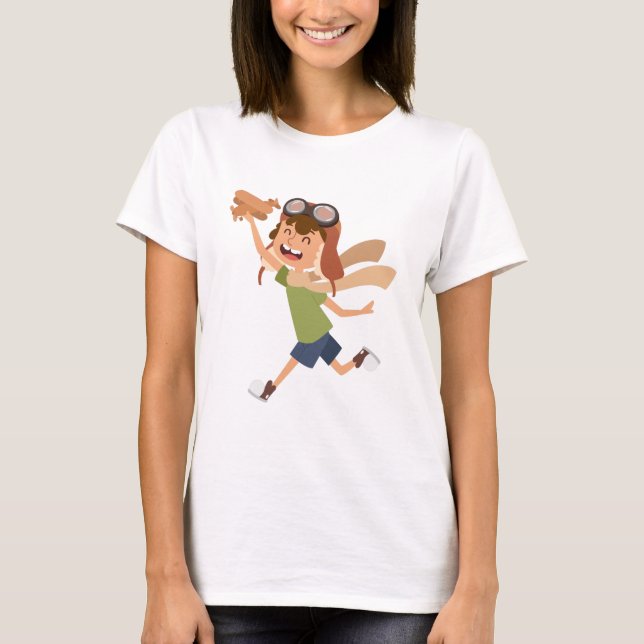 Flygplans tema söt design t shirt (Framsida)