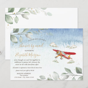 Flygplans Virtuell Baby Shower Per Post Inbjudningar