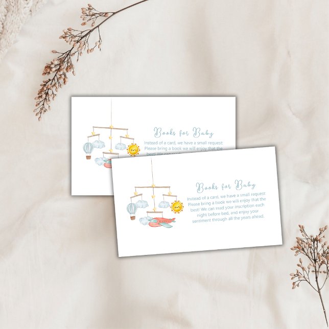 Flygplansballongböcker för baby shower tilläggskort (Airplane Hot Air Balloon Books For Baby Shower Enclosure Card)