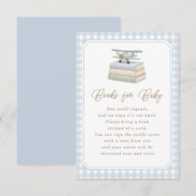 Flygplansblå Gingham-babybok för baby shower