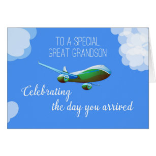 Flygplansdagen för UNDERBAR GRANDSON-adoption med  Hälsningskort