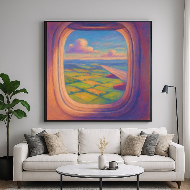Flygplansfönstrets liggande - Paintel Pastel Stil Poster (Skapare uppladdad)