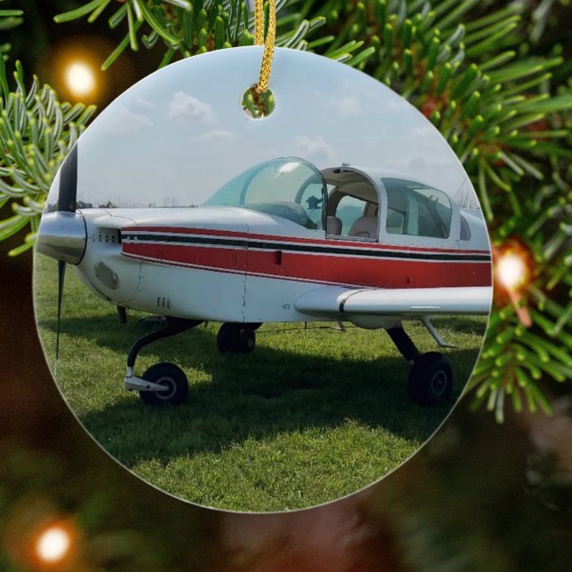Flygplansfoto i julpersonlig keramik julgransprydnad keramik (Skapare uppladdad)