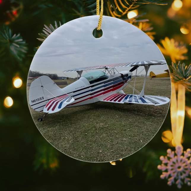 Flygplansfoto i julpersonlig keramik julgransprydnad keramik (Skapare uppladdad)