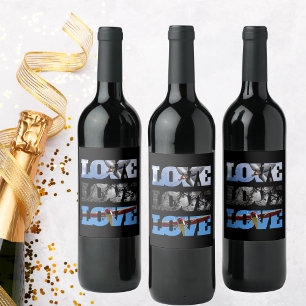 Flygplansfoton i KÄRLEK ram, flygets födelsedag i  Vinflaska Etikett