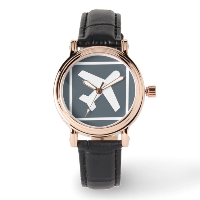 Flygplansikonens fyrkantiga flygtema - resefäkt armbandsur (Framsida)
