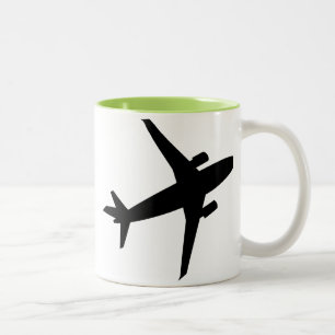 FlygplanSilhouette; Coola Två-Tonad Mugg