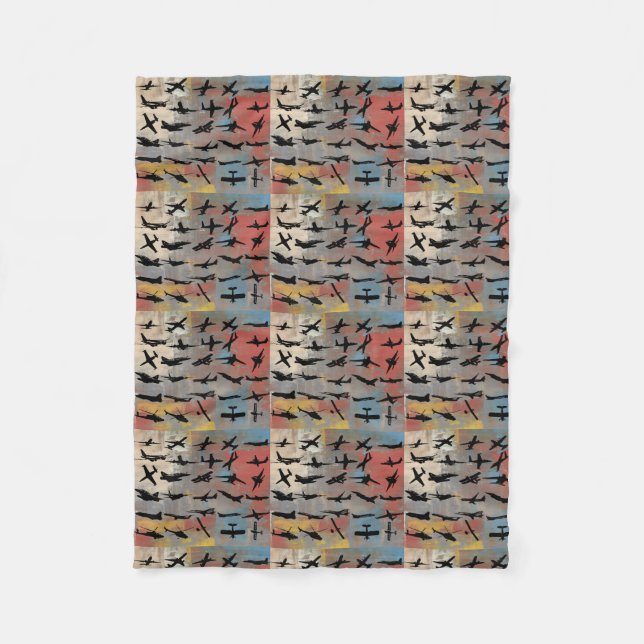 Flygplansilhuvar Fleecefilt (Framsidan)