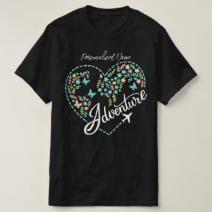 Flygplansläge Kvinnor Kärlek Hjärtgrafik Äventyr T Shirt