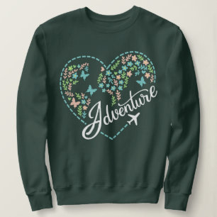 Flygplansläge Kvinnor Kärlek Hjärtgrafik Äventyr T Shirt
