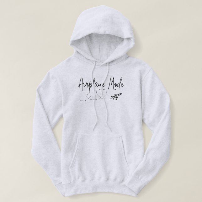 Flygplansläge med hjärta i svart hoodie (Design framsida)