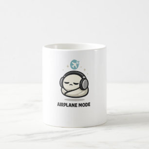 Flygplansläge På - Söta Trötta Karaktärhörlurar Kaffemugg