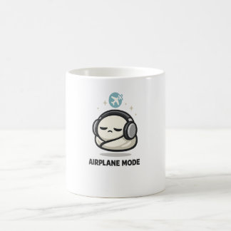 Flygplansläge På - Söta Trötta Karaktärhörlurar Kaffemugg