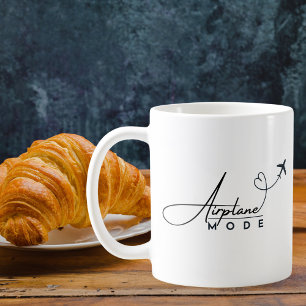 Flygplansläge, resor, minimalistiskt skript, luftf kaffemugg
