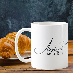 Flygplansläge, resor, minimalistiskt skript, luftf kaffemugg