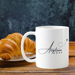 Flygplansläge, resor, minimalistiskt skript, luftf kaffemugg